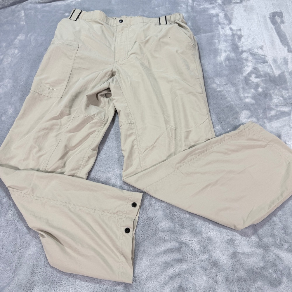 TrueFlies Mens Nylon Fishing Pants Tan Khaki Quick Dry Cargo L 33x31